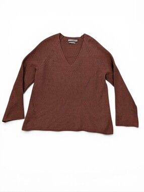 Vince Cashmere Chocolate Brown V-Neck Baggy Knit Sweater Size M